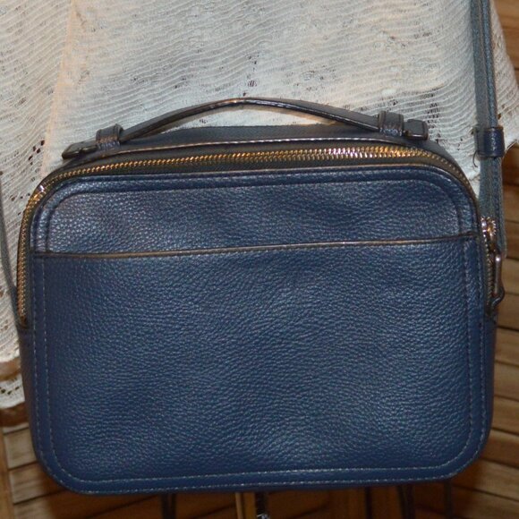 Michael Kors Blue Pebbled Leather Crossbody Bag Cooper Man Purse - Picture 7 of 15